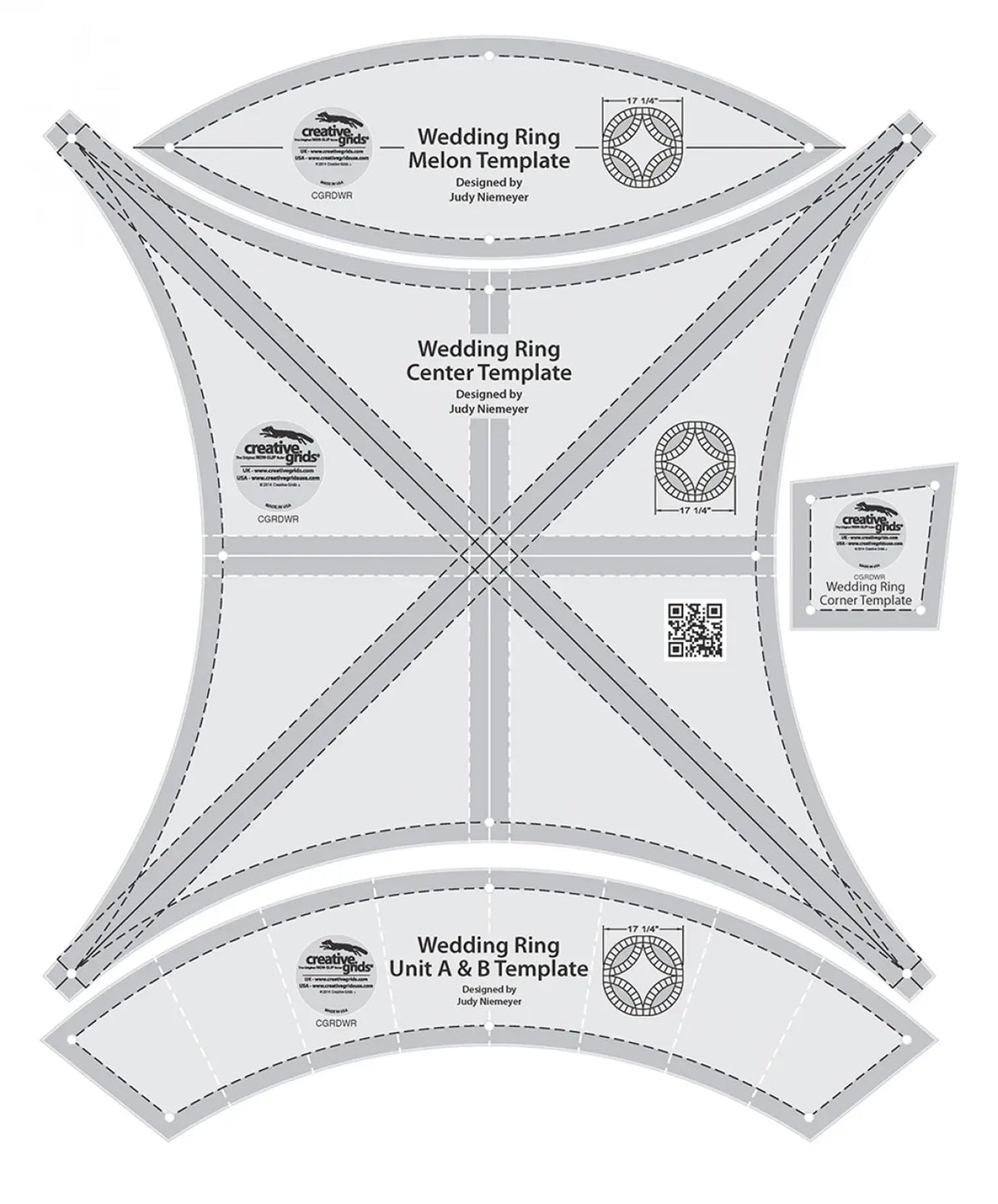 Creative Grids Double Wedding Ring Templates Quilt Ruler - quilting ruler for precision cutting