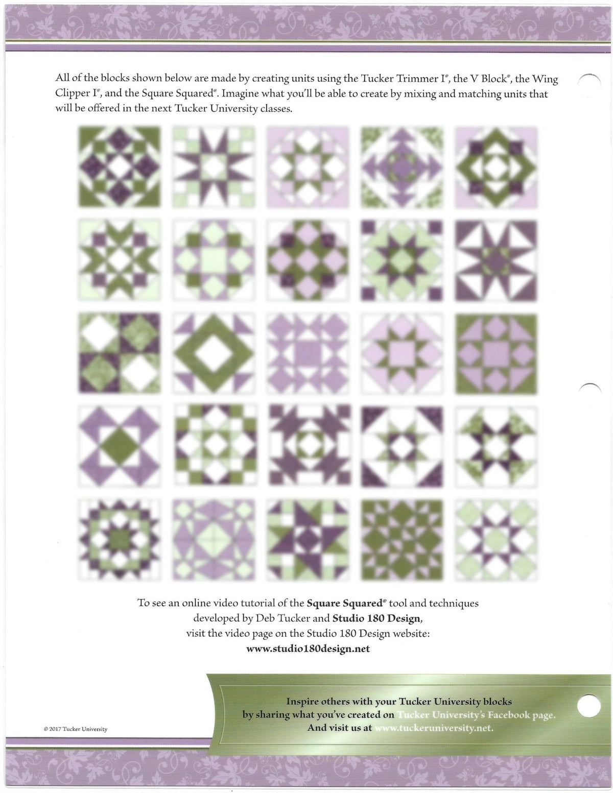 Tucker University Square Squared reference guide reverse side detail