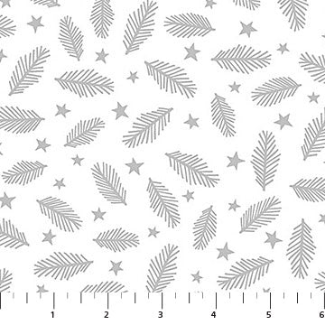 Wintry Lustre Silver Glimmering Garland Fabric Yardage