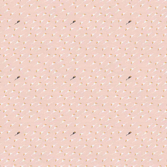 Tails and Whiskers Mice Pink Fabric Yardage