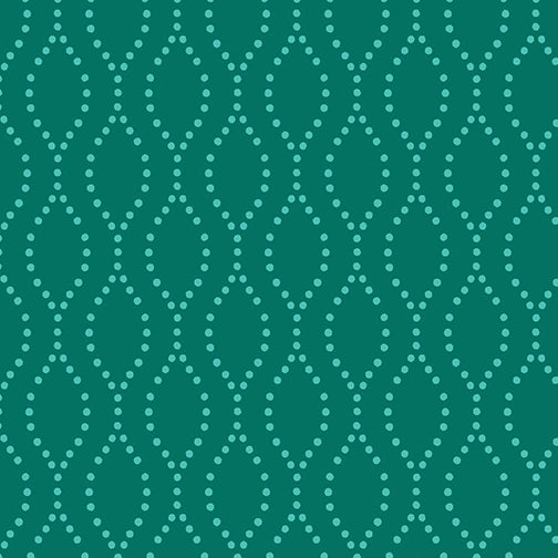 Sew Bloom Ogee Dot Teal Fabric Yardage