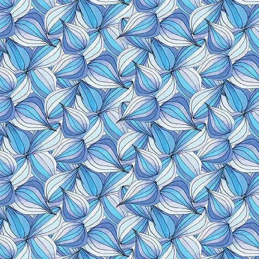 Fantasy Garden Pods Blue Fabric Yardage - quilt fabric for sewing and quilting projects