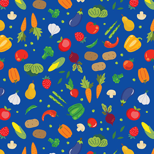 Barnyard Rules Royal Veggie Patch Fabric Yardage