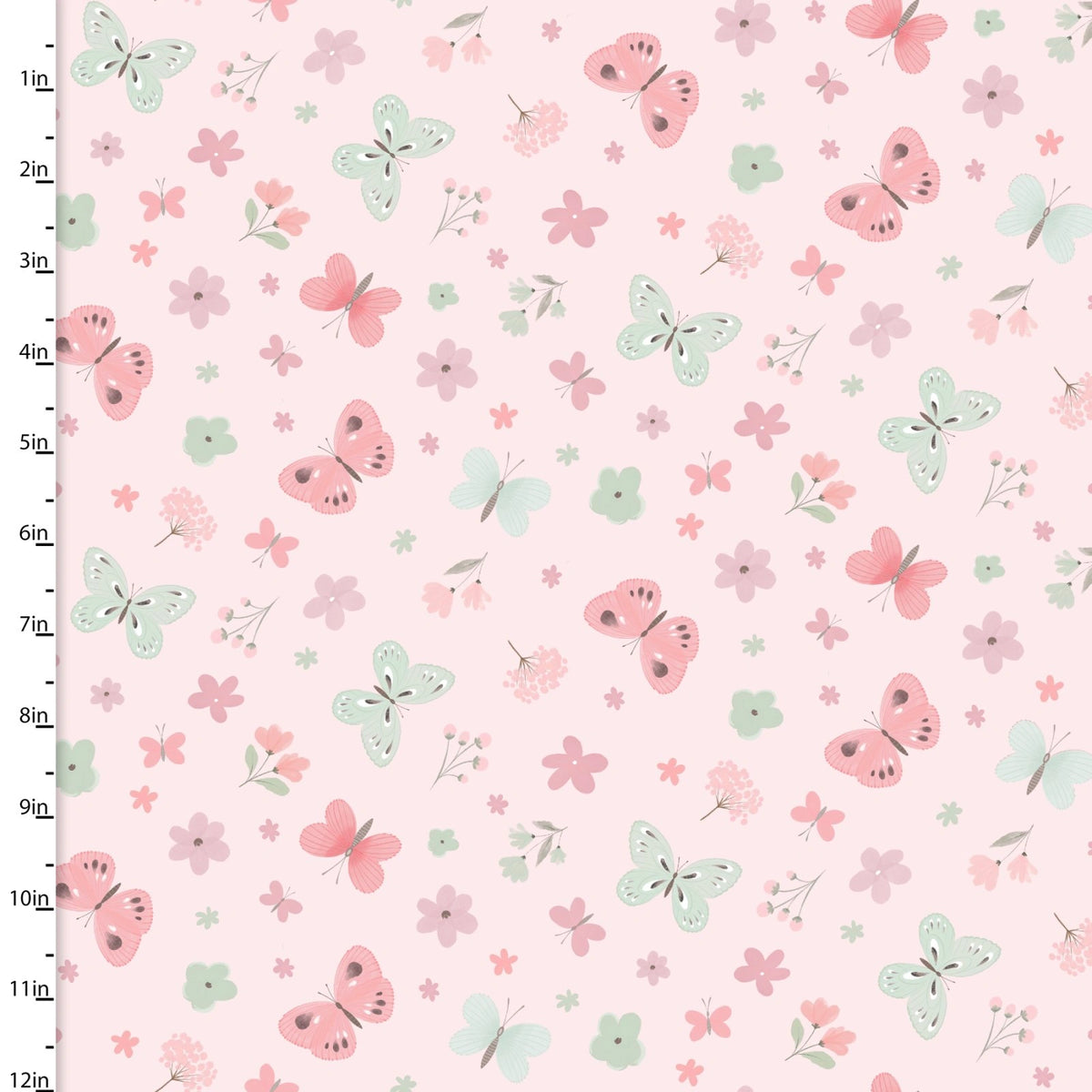 Sweet Woodland Pink Fluttering Petal Parade Fabric Yardage