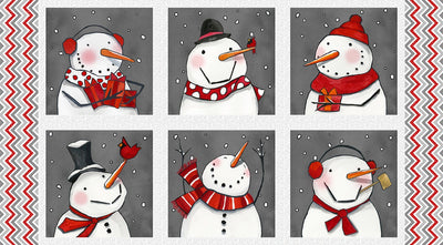 Snow Folks Multi Snowman Blocks Panel 24" x 43"