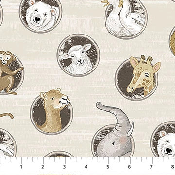 Two by Two Light Taupe Porthole Toss Fabric Yardage - quilt fabric for sewing and quilting projects