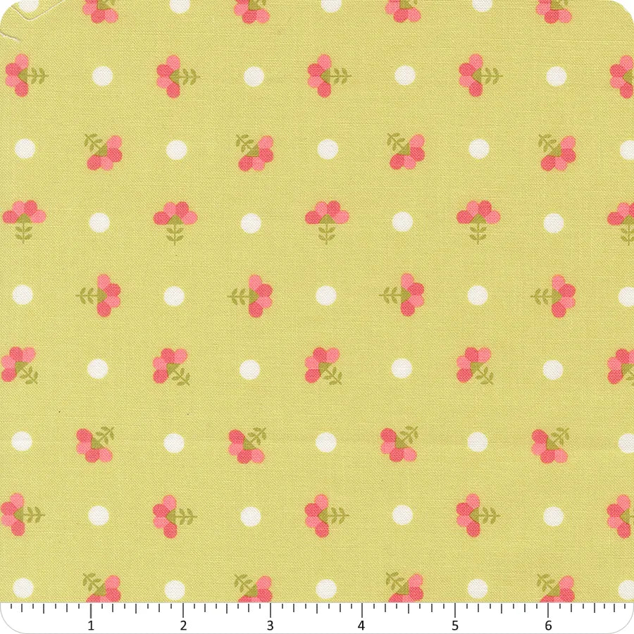 In the Garden Lime Dotted Sprig Florals Fabric Yardage - quilt fabric for sewing and quilting projects