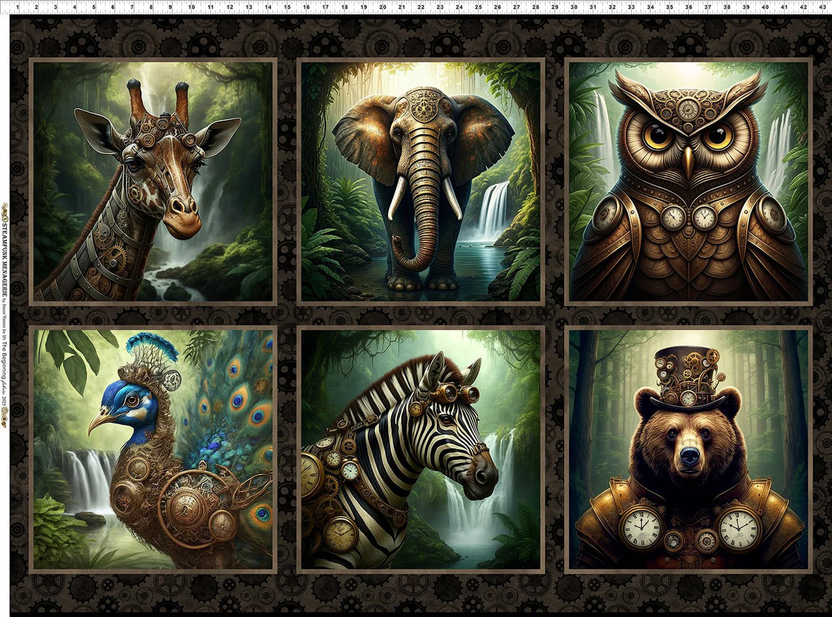 Steampunk Menagerie 31" Animal Block Panel