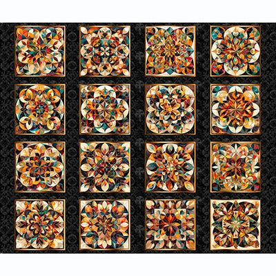 Solstice Black Kaleidoscope Picture Patches Panel 36" x 43"