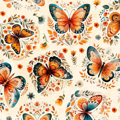 Harvest Hollow Cream Butterflies Fabric Yardage
