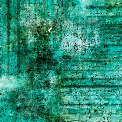 Vivace Turquoise Sheet Music Fabric Yardage