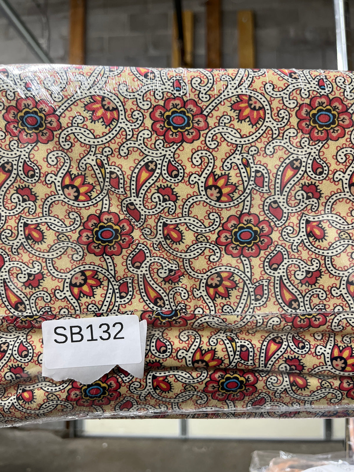 Addison Floral Scroll Tan quilting fabric short bolt 5 yards B