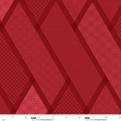 Linear Dream Red Stitched Geometric Patterns 108" Wide 3 Yard Quilt Fabric Back Pack