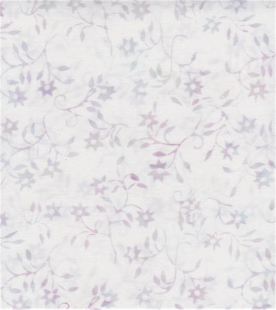 Delightful Light Grey Floral Batik Fabric Yardage