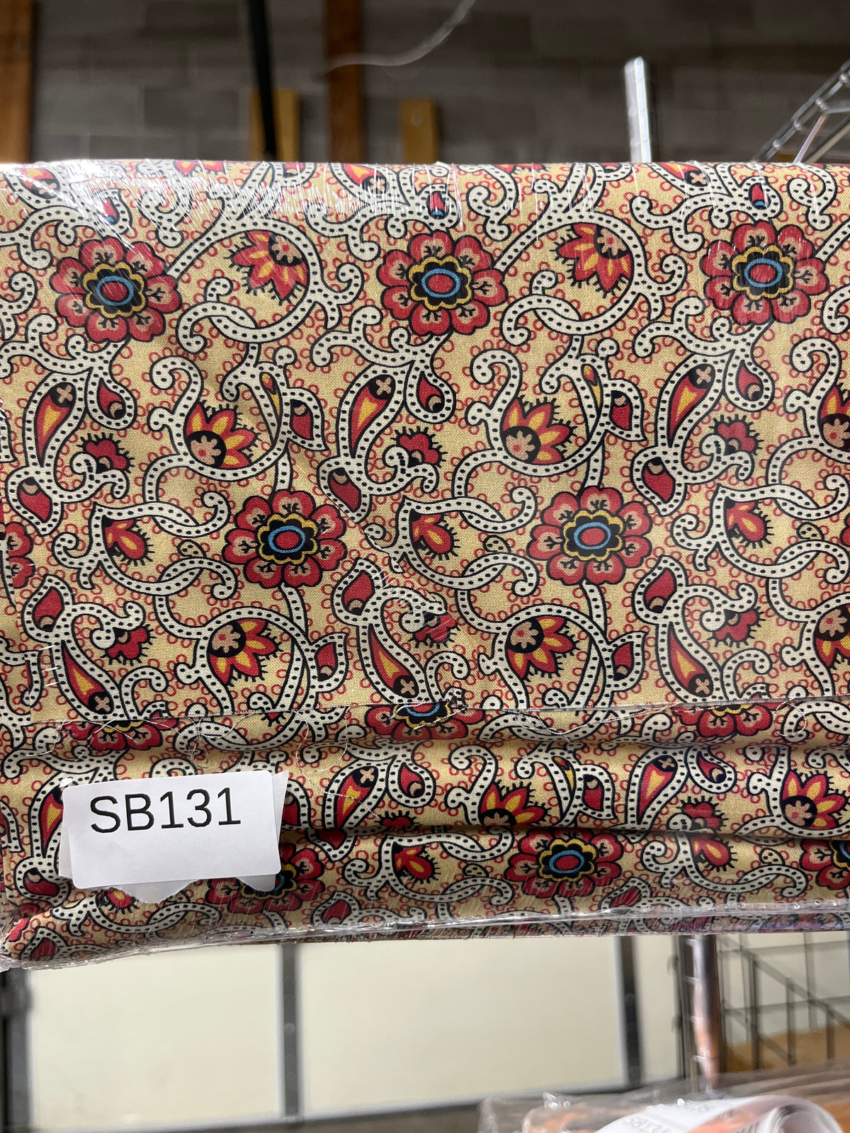 Addison Floral Scroll Tan quilting fabric short bolt 5 yards A