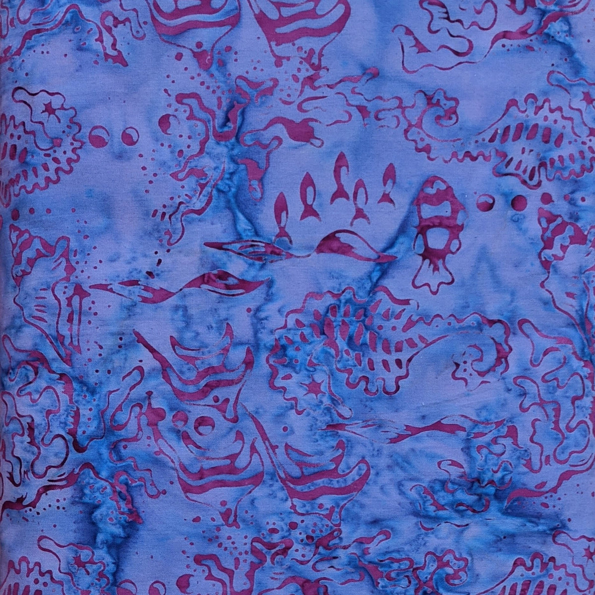 Bahari Purple Sea Horses Batik Fabric Yardage