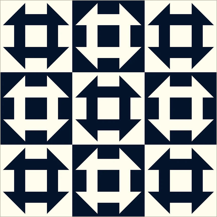 Perfect Points II Churn Dash Navy Fabric Yardage