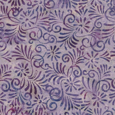 Cotton Candy Purple Leaves Batik Fabric Yardage