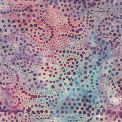 Cotton Candy Swirly Dots on Lavender Batik Fabric Yardage
