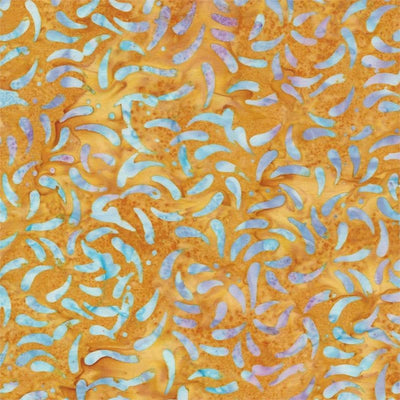 Cotton Candy Blue Teardrops on Gold Batik Fabric Yardage