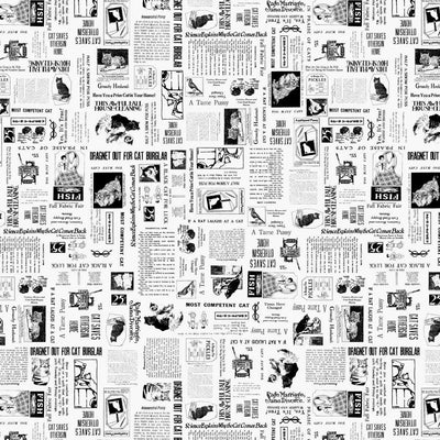 Meow Mix Off White Cat Ads Fabric Yardage