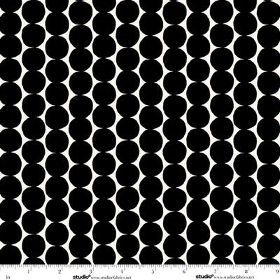 Monochrome Muse Ebony on Porcelain Small Dot Stripe Fabric Yardage