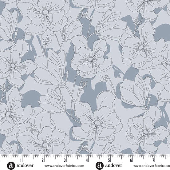 Color Me Whispered Gray Magnolia Veil Fabric Yardage - quilt fabric for sewing and quilting projects