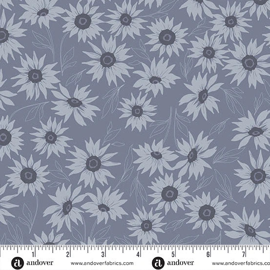 Color Me Whispered Dark Gray Marguerite Mist Fabric Yardage - quilt fabric for sewing and quilting projects