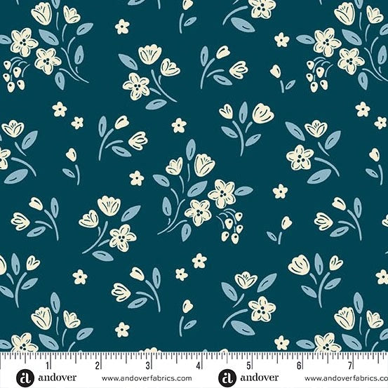 Cozy House Midnight Apple Blossom Fabric Yardage