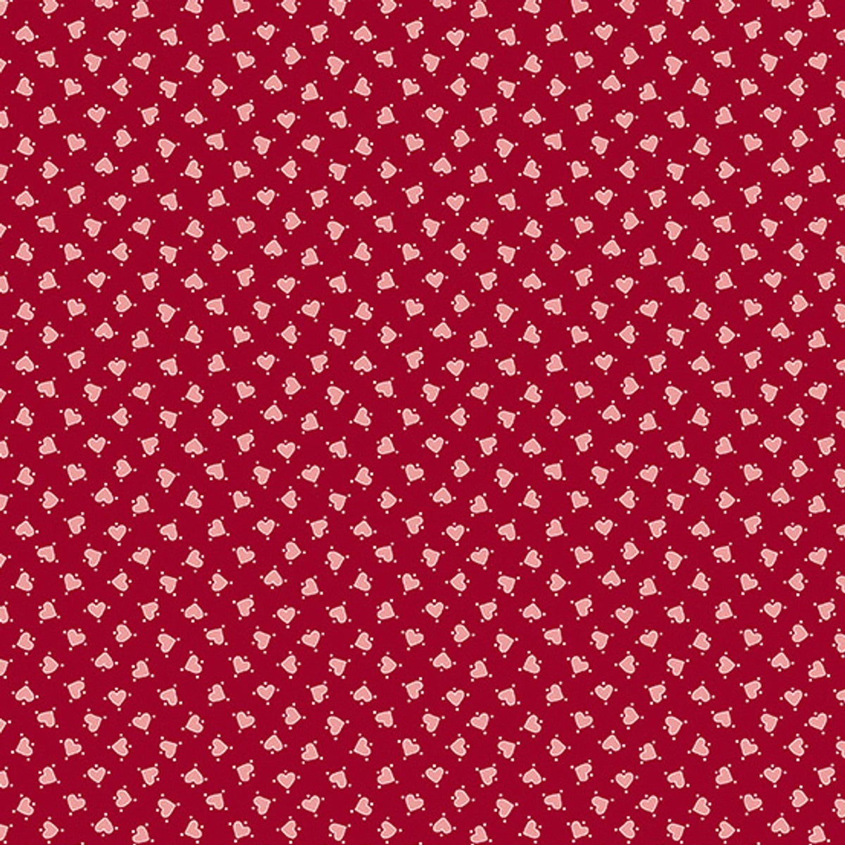 Be Mine Red Tossed Hearts Fabric Yardage
