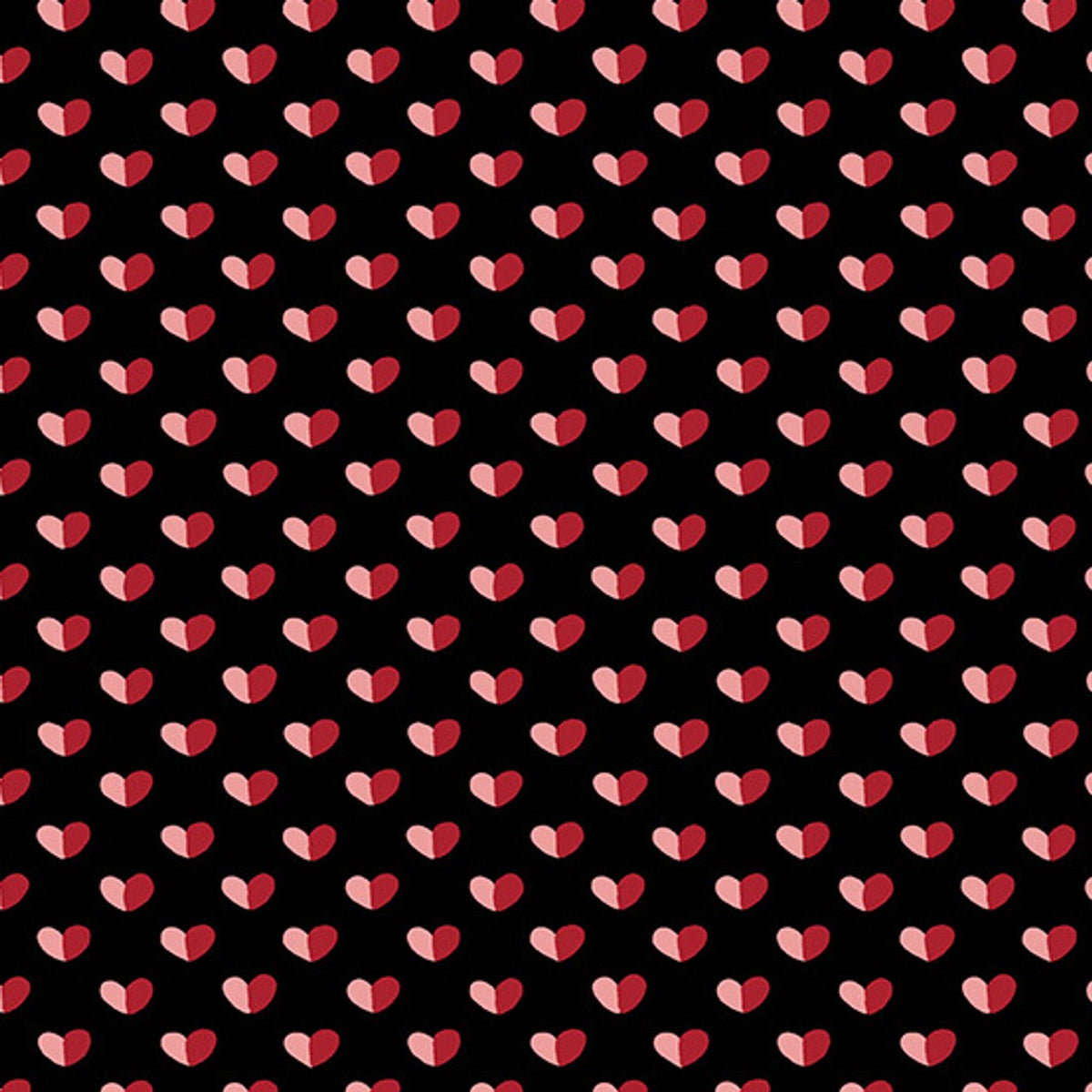 Be Mine Black Shadow Hearts Fabric Yardage