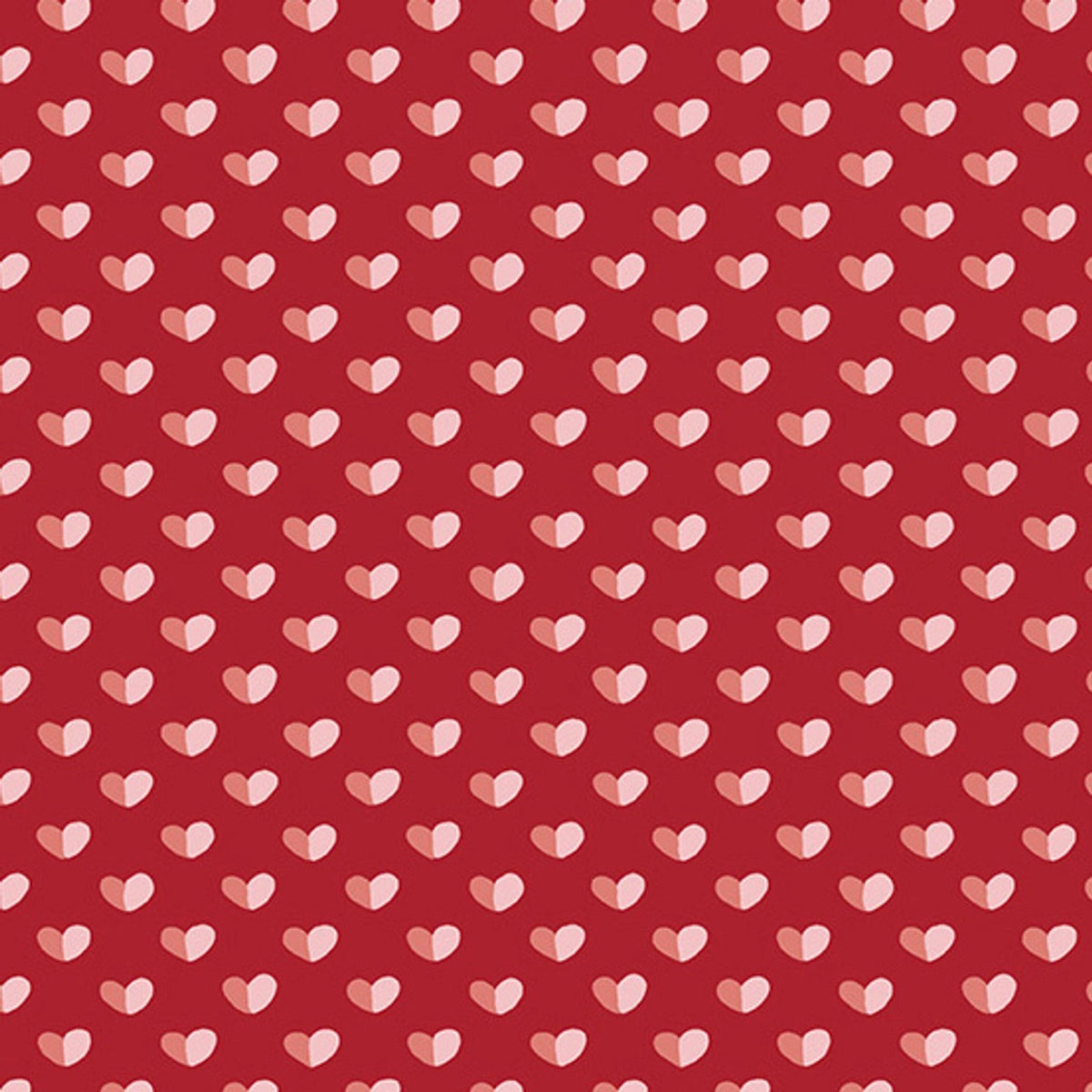 Be Mine Red Shadow Hearts Fabric Yardage