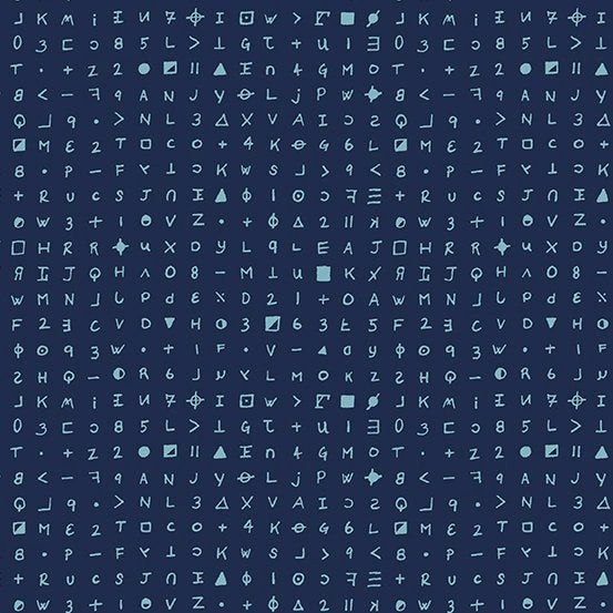 Fabric from the Basement Blue Moon Cryptography Fabric Yardage - quilt fabric for sewing and quilting projects