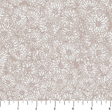 Indelible Soft Beige Mums floral quilting fabric yardage