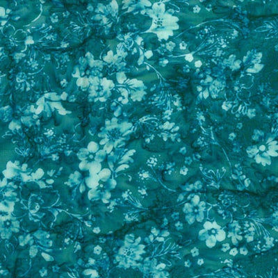 HydroHue Dark Teal Floral Batik Fabric Yardage