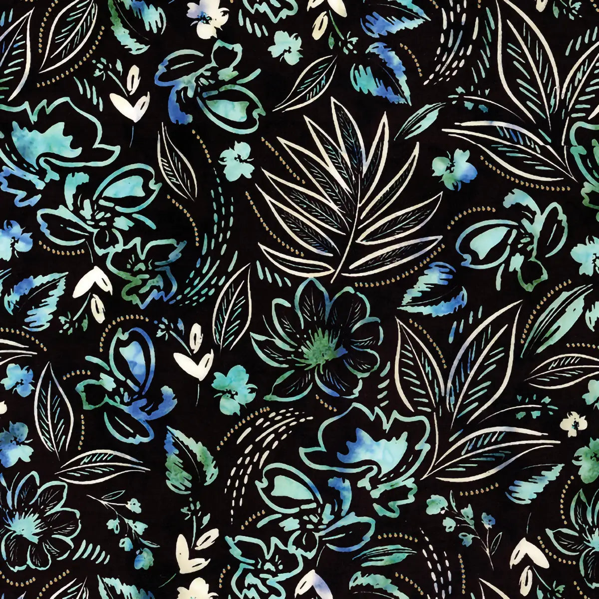 Expressions Batiks Chalk & Charcoal Stardust Splash Fabric Yardage - quilt fabric for sewing and quilting projects