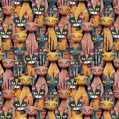 Feline Folk Multi Packed Catsl Fabric Yardage