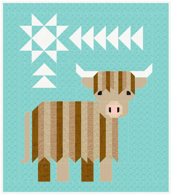 Cattle Call Highland Coo quilt kit detail
