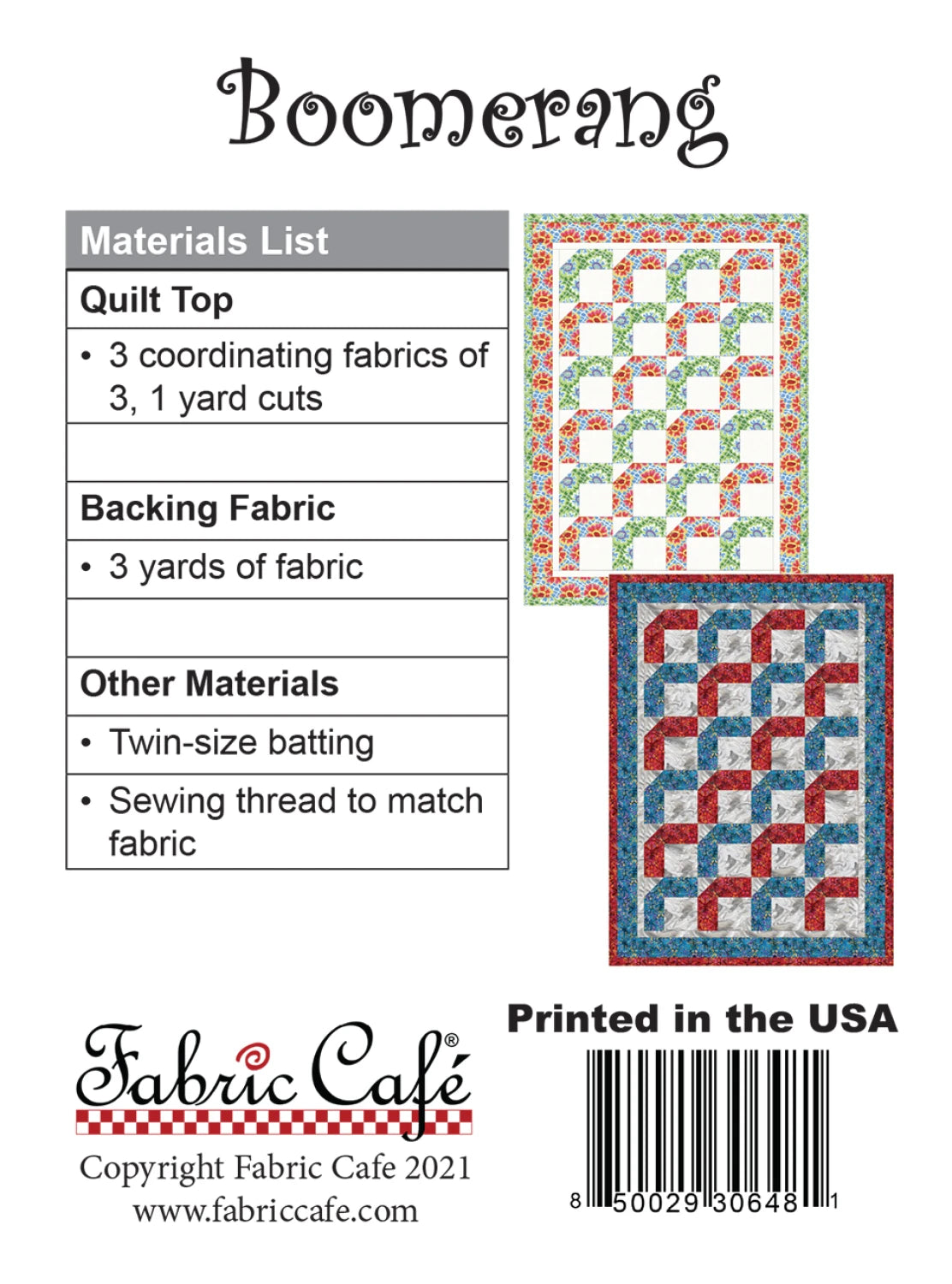 Boomerang 3 Yard Quilt Pattern - image 2 - quilting pattern with step-by-step instructions