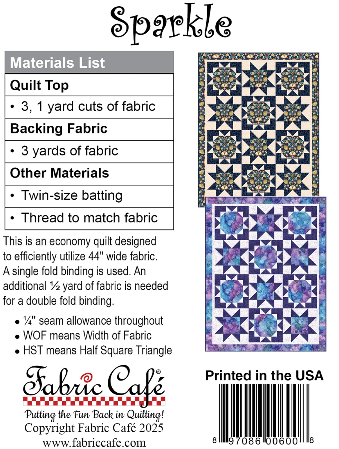Sparkle 3 Yard Quilt Pattern - image 2 - quilting pattern with step-by-step instructions