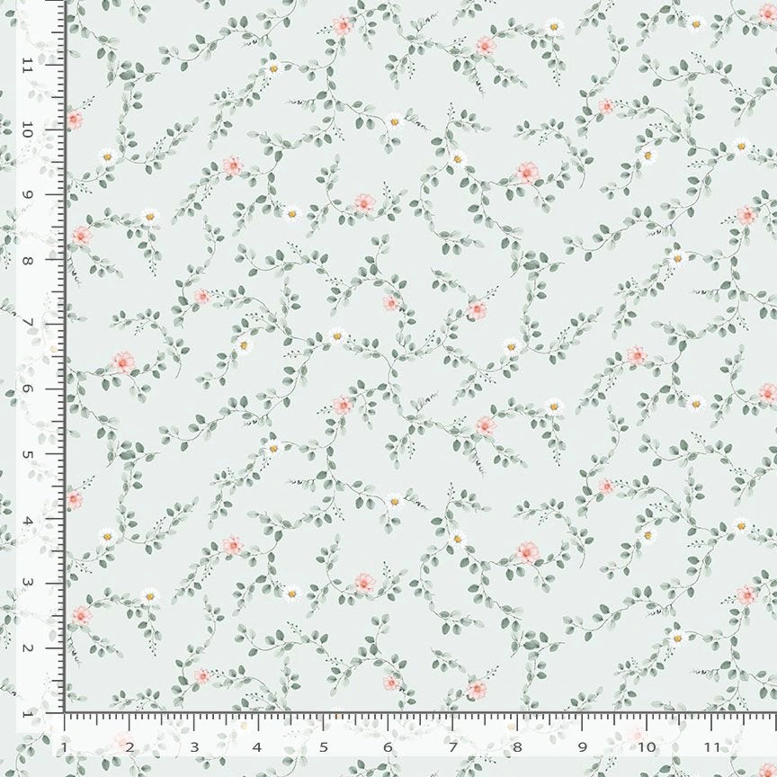'Til the Cows Come Home Blue Tiny Floral Vines Fabric Yardage - quilt fabric for sewing and quilting projects
