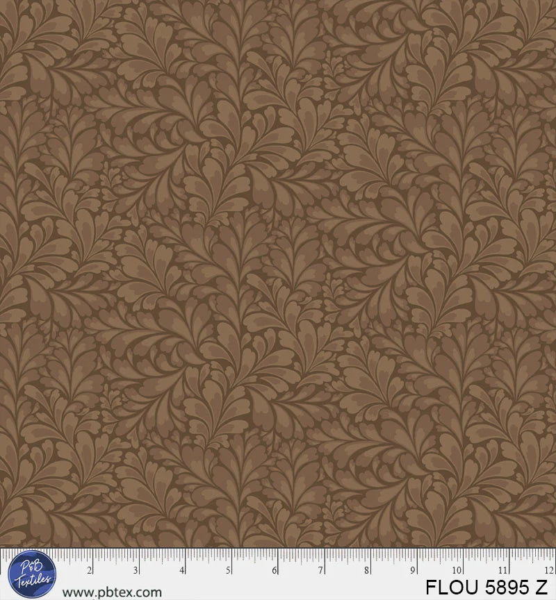 Flourish Brown Leaves Fabric Yardage
