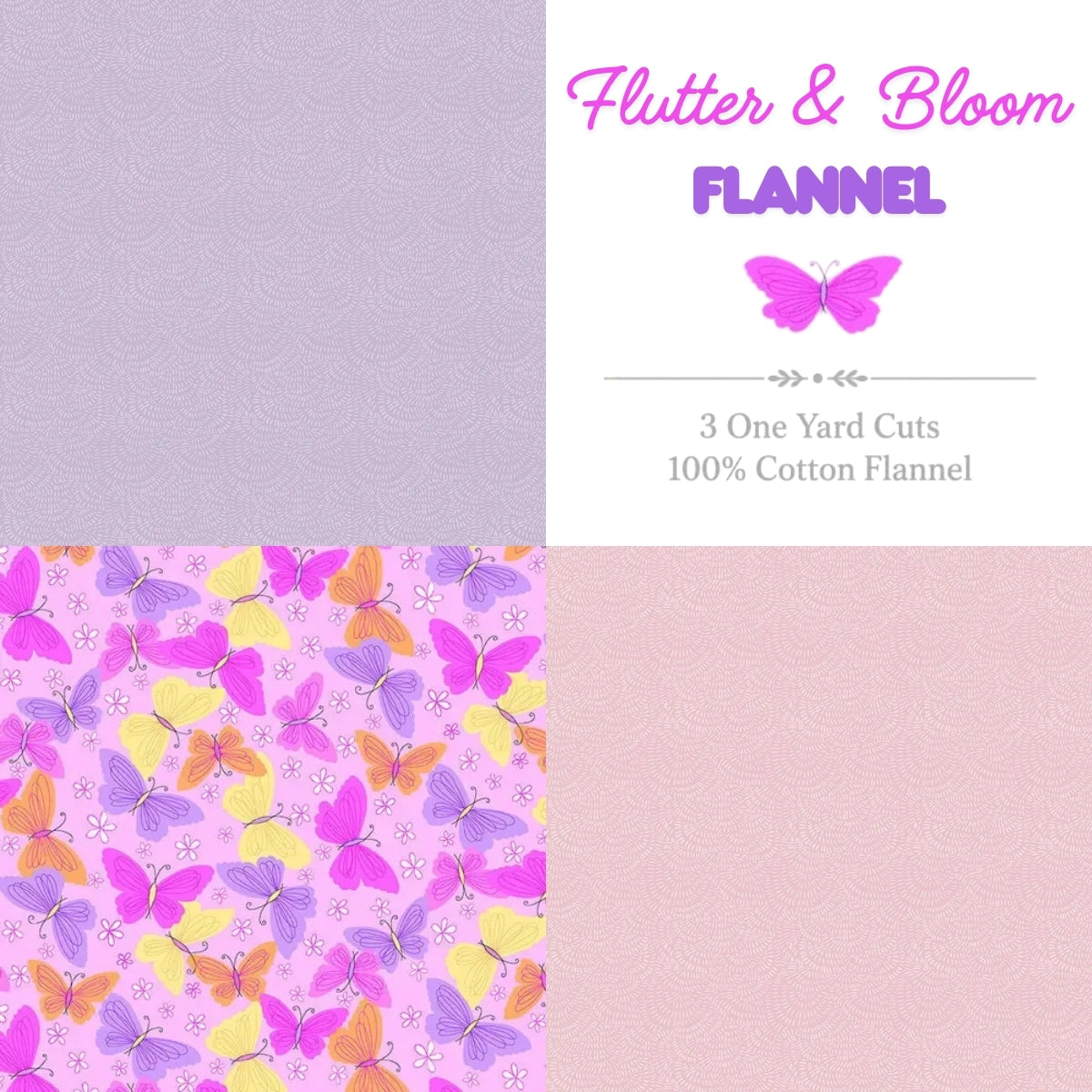 Flutter and Bloom flannel fabric 3 yard bundle with floral print