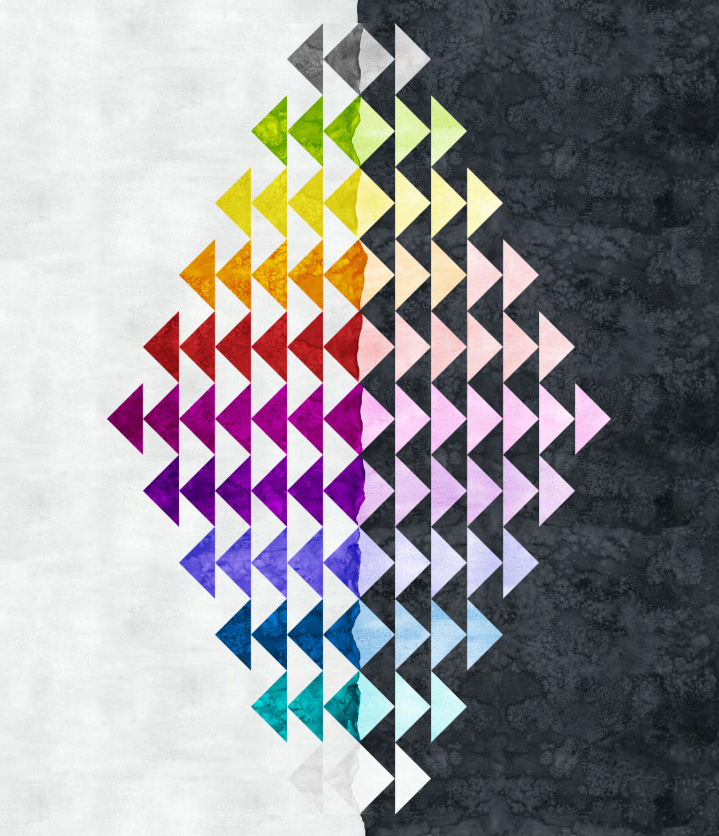 Gemini Quilt Kit - prismatic color blender fabric quilt kit for sewing and quilting projects