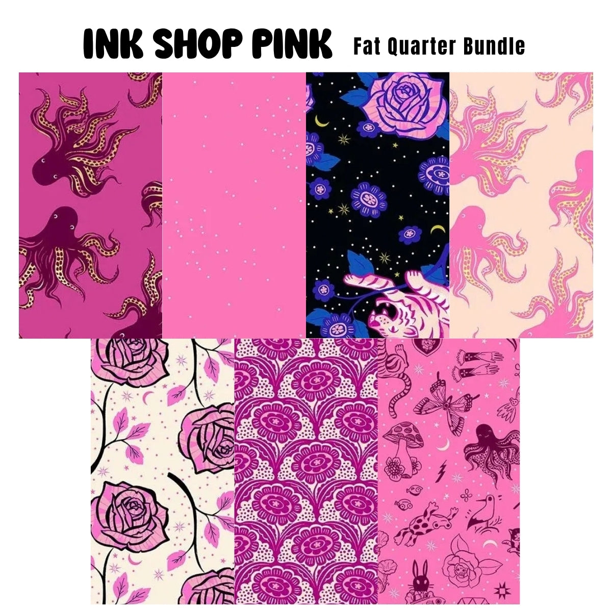 Ink Shop Pink fat quarter bundle pink-toned watercolor fabric presale