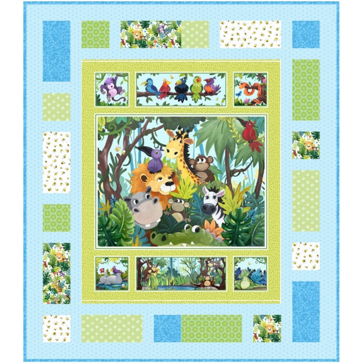 Jungle Friends quilt kit animal-themed fabric bundle for kids