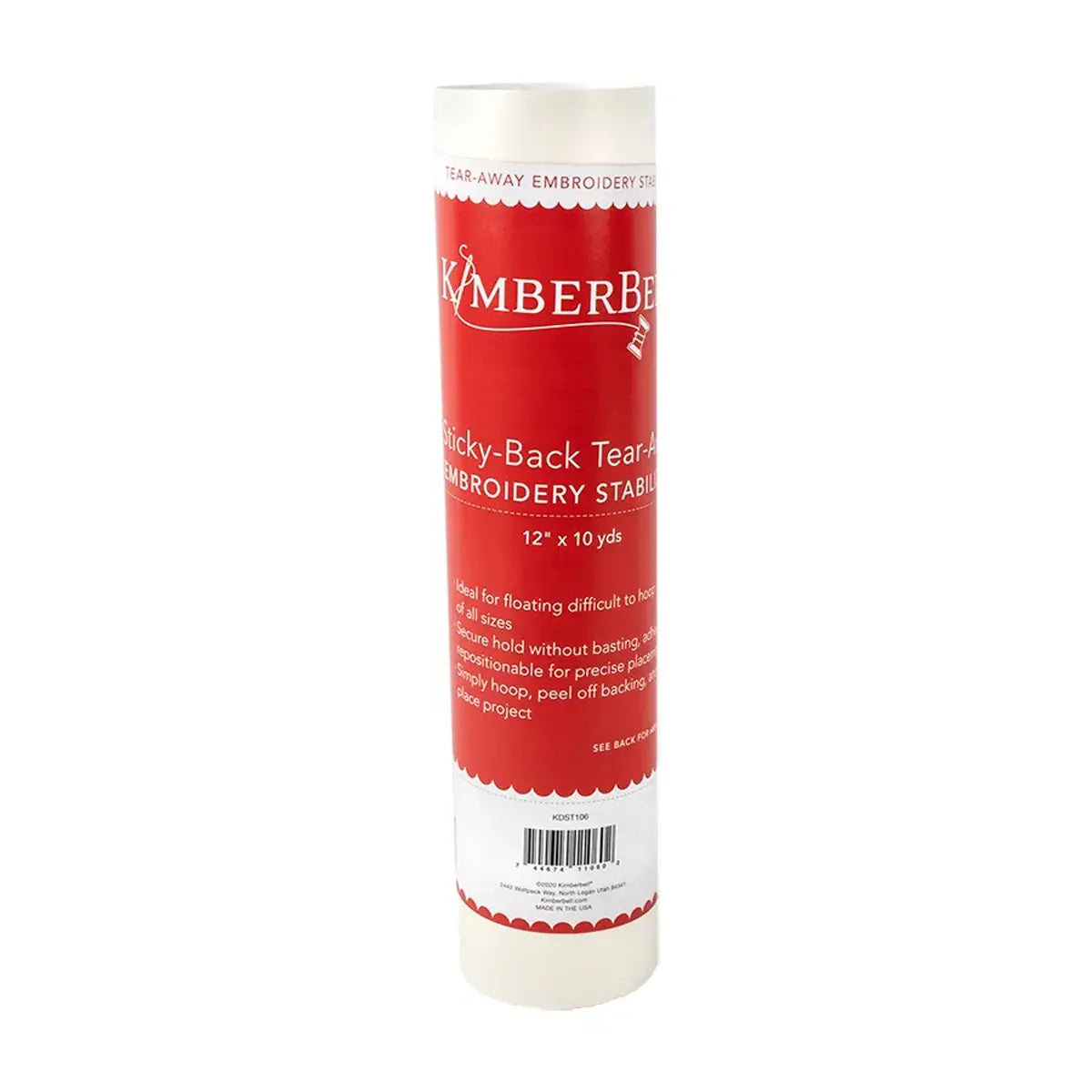 Kimberbell Sticky-Back Tear-Away Embroidery Stabilizer 12in x 10yds