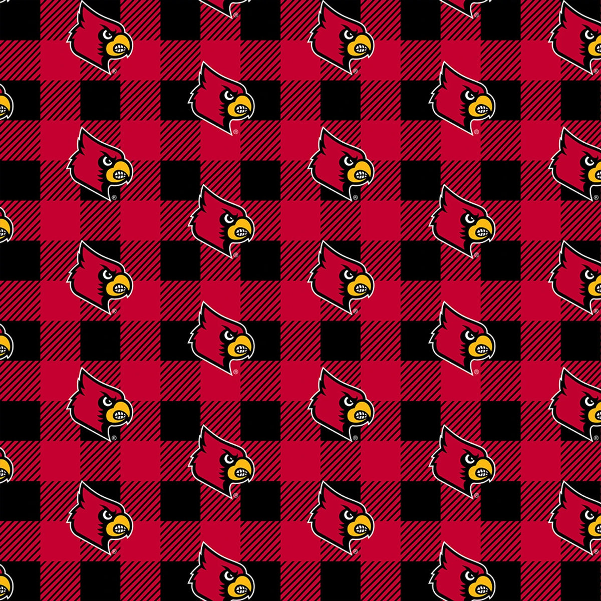 University of Louisville Buffalo Plaid Fleece Fabric Yardage - quilt fabric for sewing and quilting projects
