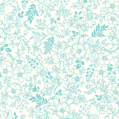 Star Spangled Beauty Aqua Toile Fabric Yardage
