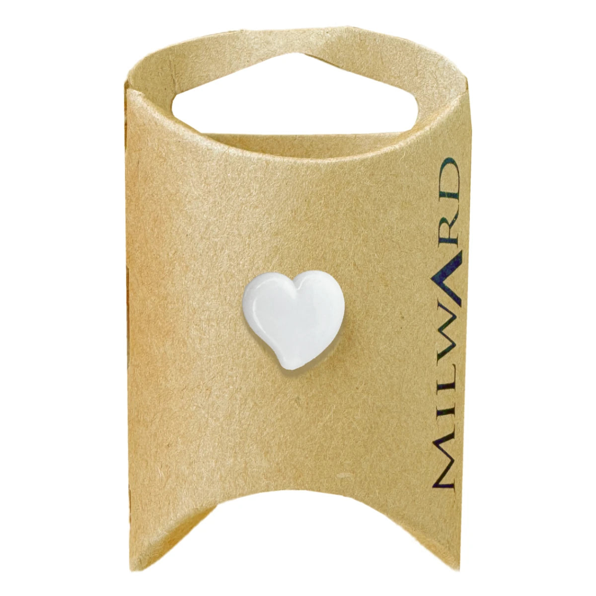 Milward Green Carded White 13mm (20L) Nylon Shank Heart Button